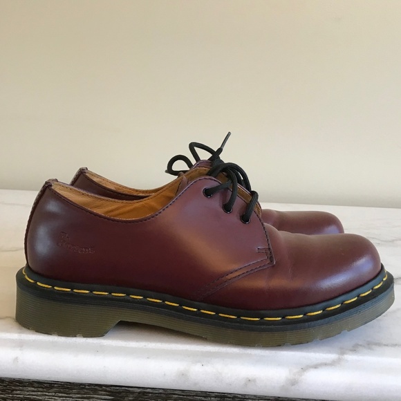 DR. MARTENS BURGUNDY DERBY-LACE UP SHOES - Picture 1 of 12